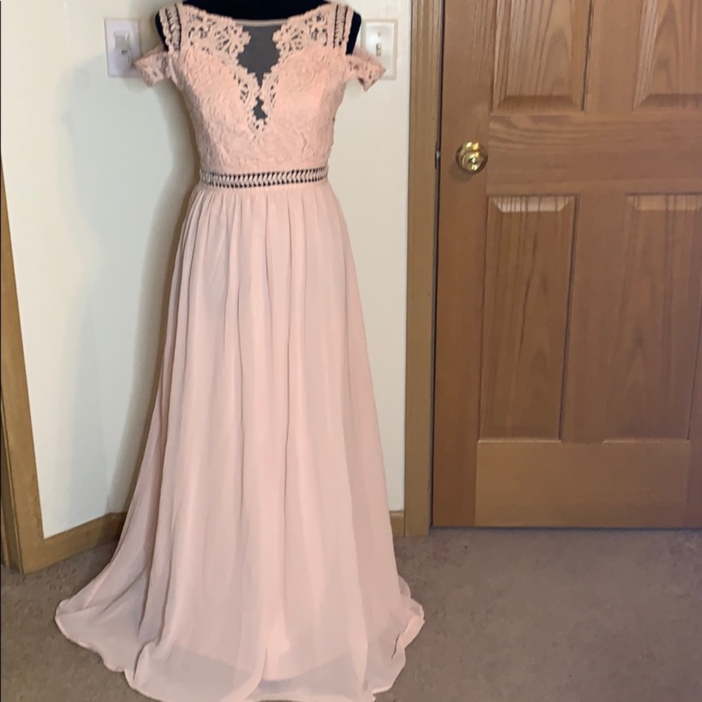 Pale Pink bridesmaid dress.